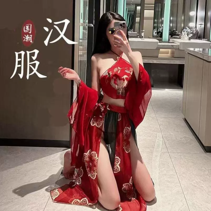 朵莉娅古装宫廷风纯欲汉服肚兜套装情趣内衣性感古典刺绣透视免脱