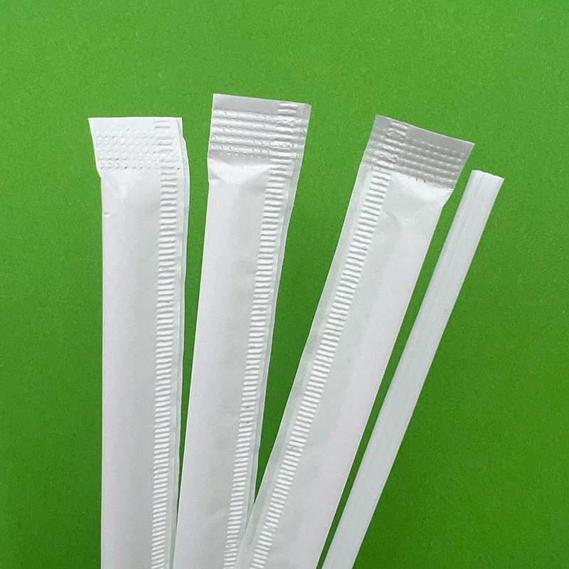 En stock suministro de paja de café desechable delgada alargada varilla de agitación de plástico independiente solo paquete 500 piezas