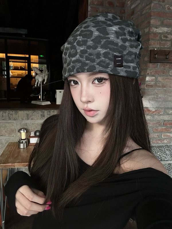 y2k千禧辣妹豹纹堆堆帽女款春夏时尚百搭显脸小包头帽休闲冷帽女|undefined