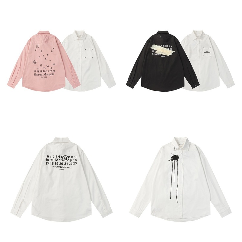24ss クロスボーダー メゾン マルジェラ MM6 ルーズレター メンズ レディース プリント 長袖シャツ|undefined