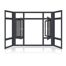 阳台断桥铝系统平开窗隔热隔音双层中空钢化玻璃铝合金窗纱一体窗