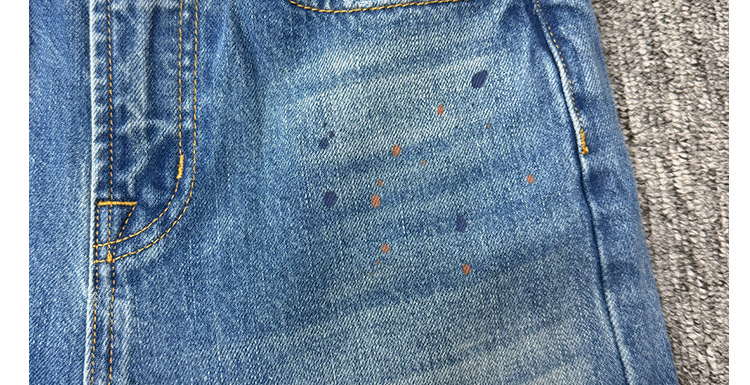 Högmidjade flare jeans för kvinnor blå med graffiti tryck_voghion.com