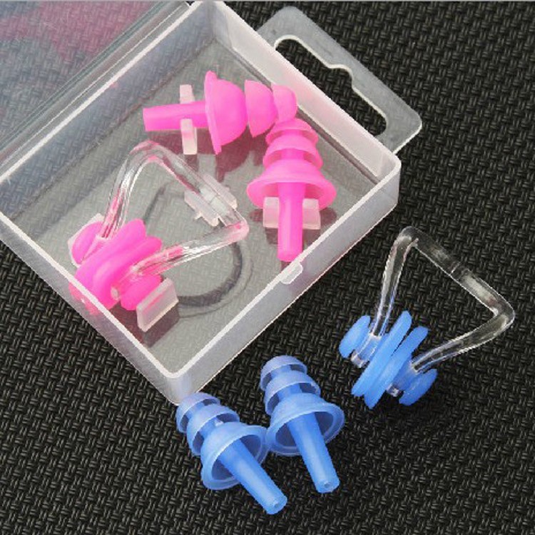 Professional Swimming Gear Racer Level Anti-Choking Adult Children Unisex Boxed Silicone Nose Clip and Earplug Set