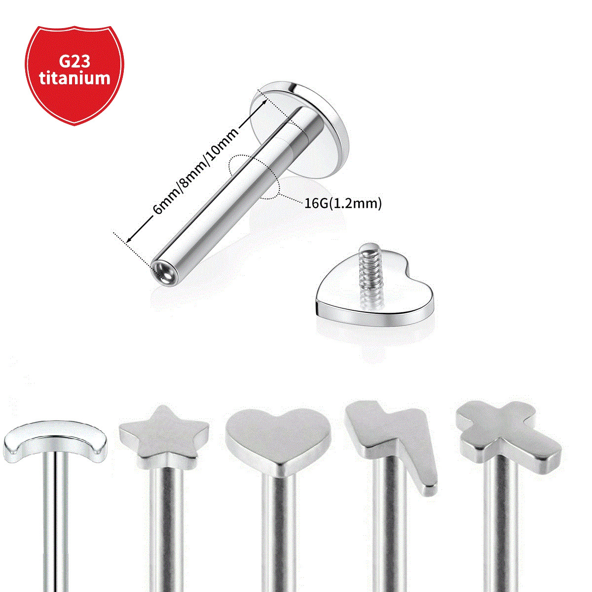 Pointed titanium steel lip stud product view