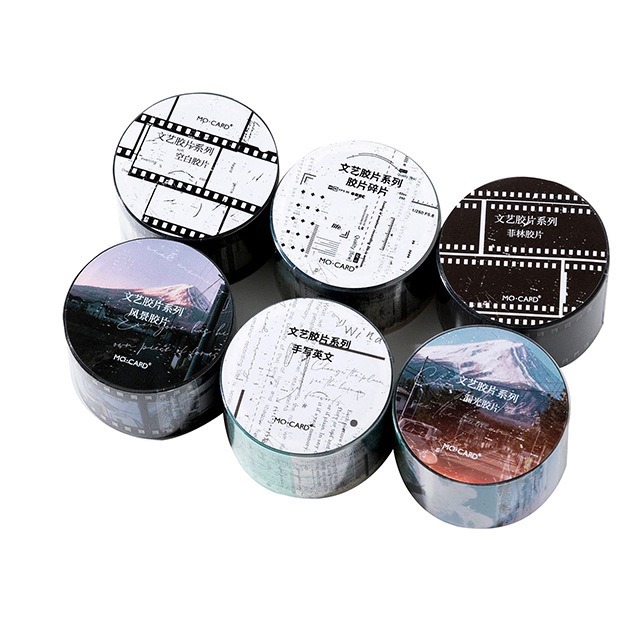 Momo PET cinta de tinta blanca película artística serie retro artístico DIY diario material decorativo Loop pegatinas