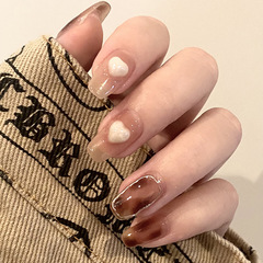 穿戴甲可拆卸假指甲片網紅秋冬琥珀愛心成品美甲指甲貼甲片貼nail