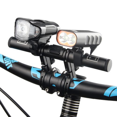 Bicycle handlebar extension rack extension rack lamp flashlight holder clip cycling equipment usb can be used as a power bank