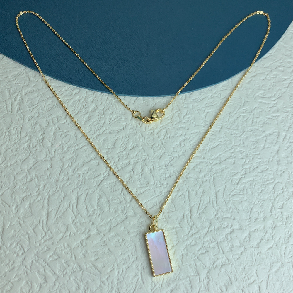 Simple Style Square Copper Inlay Turquoise Shell Necklace 1 Piece