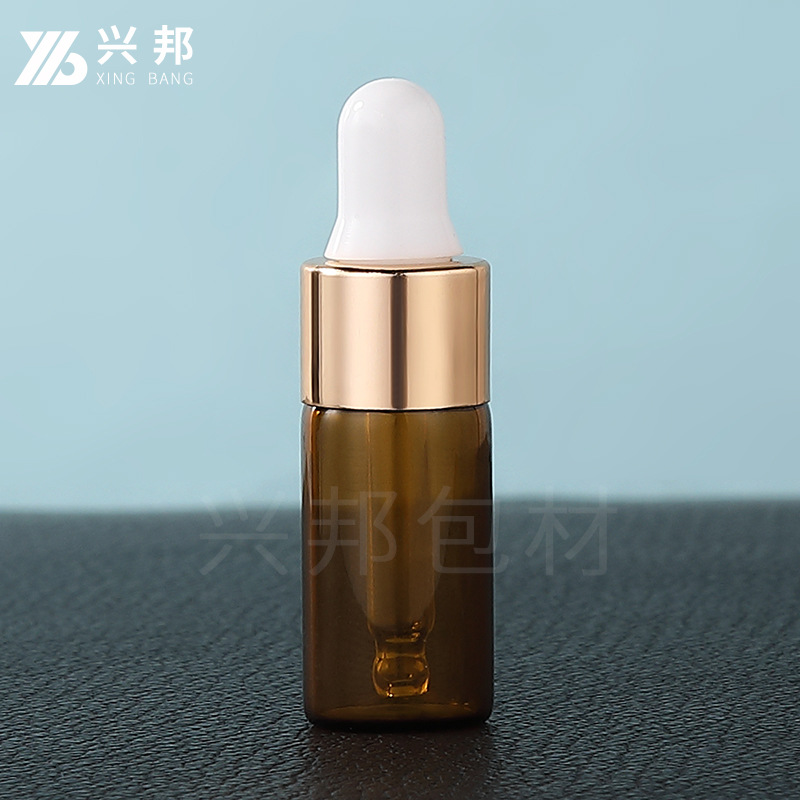 En stock botella cuentagotas 2ml 3ml 5ml botella de vidrio transparente esencia pequeña botella de muestra botella de líquido original botella de aceite esencial sub-botella