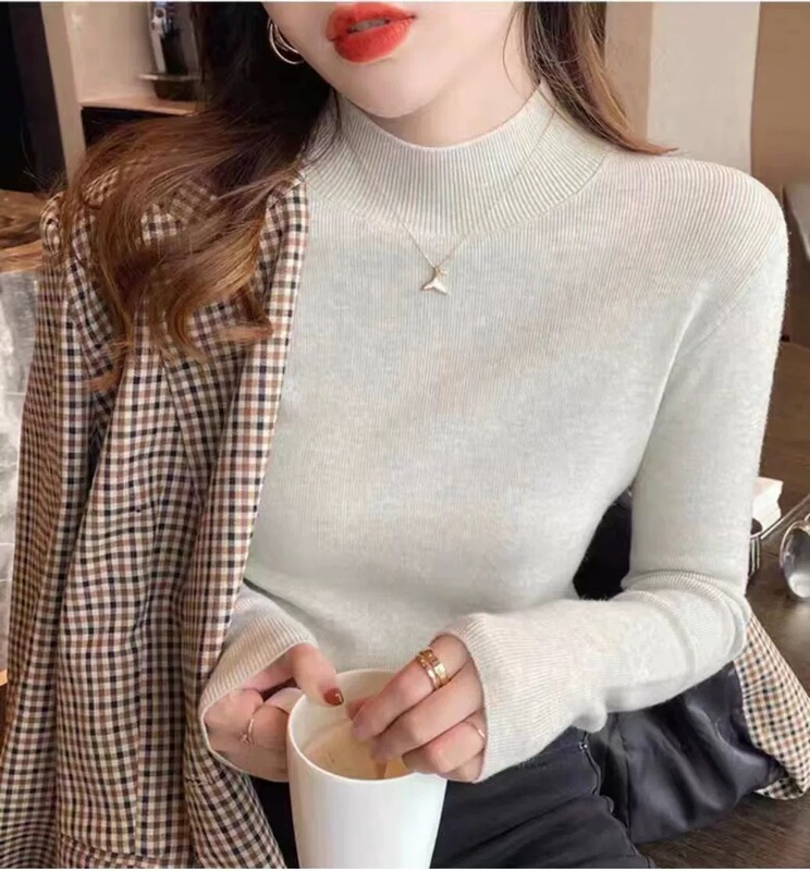 羊绒毛衣女半高领针织打底衫春秋冬内搭2025年新款修身早秋上衣女|undefined