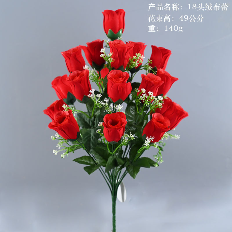 Fabricantes de artesanías de pantalla al por mayor de flores de rosa simuladas personalizadas flores de rosa de tela de terciopelo flores de boda simuladas flores