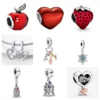 Тот же стиль Пана без пятен логотипа яблоко клубника модные бусины Loyal Heart красная серия бусины «кошачий глаз» новые
