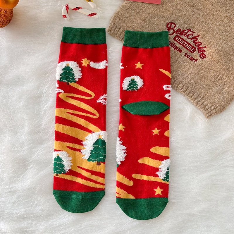 Calcetines navideños calcetines de tubo medio cajas de regalo calcetines niños dibujos animados calcetines de algodón de invierno calcetines de regalo parejas calcetines rojos y encantadores de año nuevo image 17