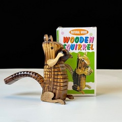 Wooden Squirrel Ornament Wholesale Cart Hot Selling Children's Educational Toy Desk Decoration Realistic Squirrel Ornament