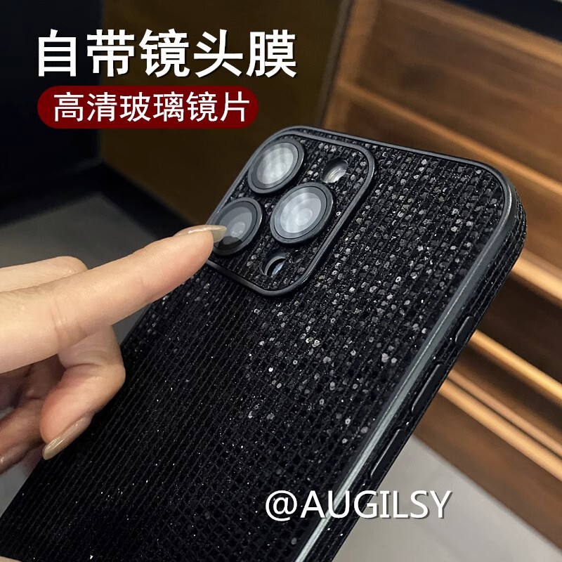 适用iphone16ProMax闪钻侧边贴钻PC手机壳自带镜头膜苹果15保护套|undefined
