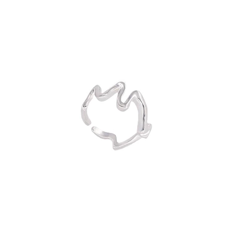 Wavy fashionable silver ring, Korean style, simple and elegant design, on index finger