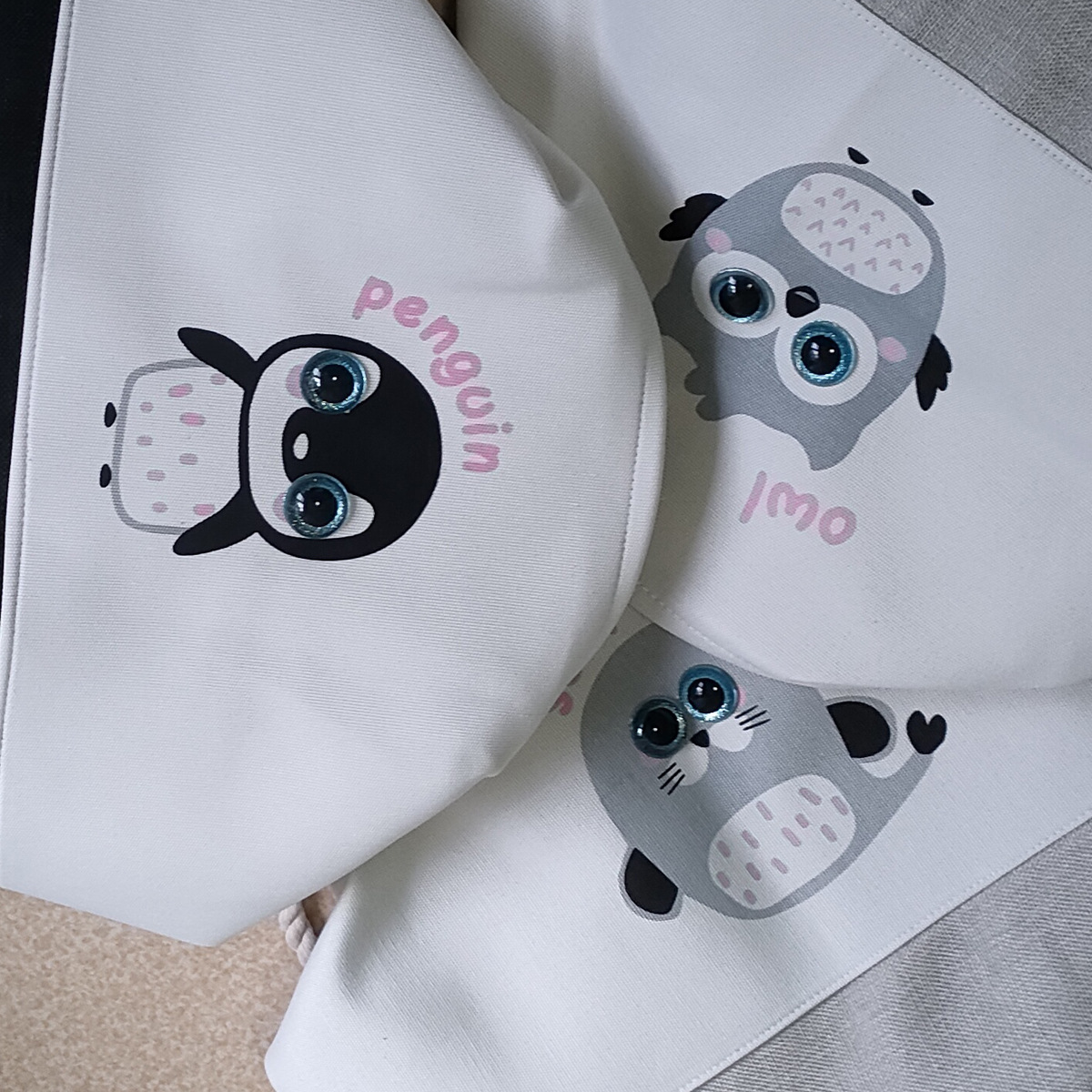 Cross-border new Amazon fabric storage bin big-eyed cute penguin owl seal crystal eye splicing