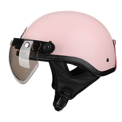 Motosiklet kaskı (dəbilqə) — Seasons men's and women's four seasons - powder-leather-brim-w-mirror-m56-57cm