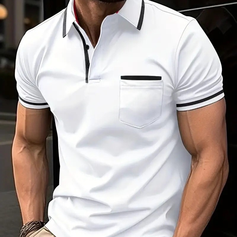 Ins 2024 Summer Quick-Dry Amazon Polo Shirt with Button Pockets Men's Sports Polo Shirt Quick-Dry Polo