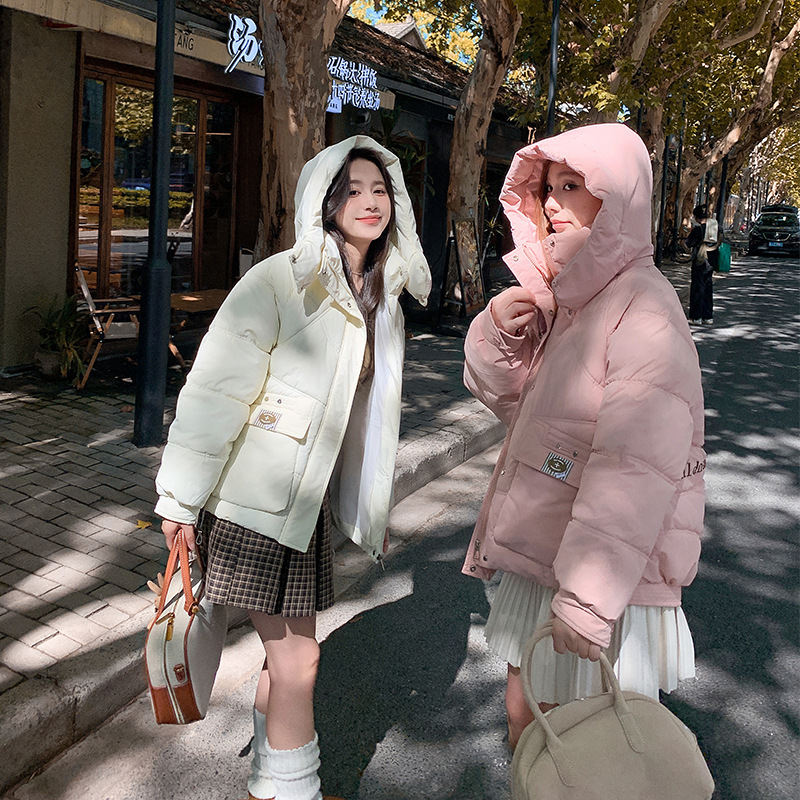 Algodón de pluma, ropa de algodón para mujeres cortas 2025, nuevos estudiantes coreanos encapuchados, chaquetas de algodón para estudiantes pequeños, ropa de pan image 1