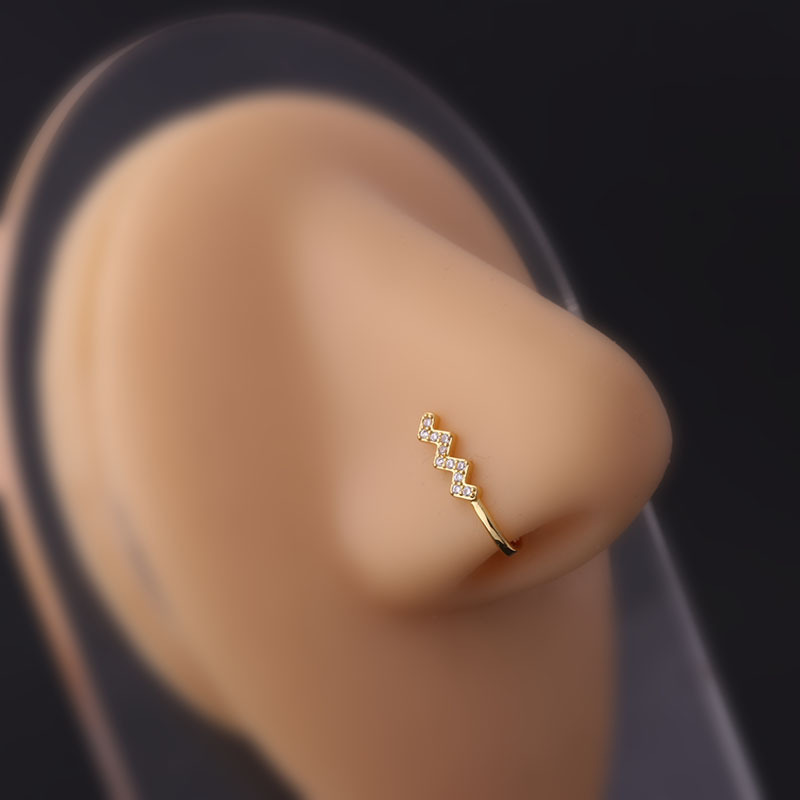 New Micro Inlaid Zircon Nasal Splint Fake Nose Ring Non-Piercing Puncture Nose Studs