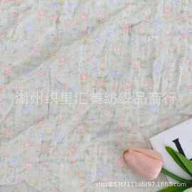 纯棉双层皱布纱布绉布数码直喷印花面料  韩系碎花家居服睡衣布料
