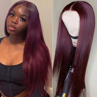 AliExpress selling European and American wig female wine red long straight hair high temperature silk chemical fiber full head cover factory supply