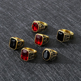 Ретро модный аксессуар, кольцо из нержавеющей стали, с драгоценным камнем