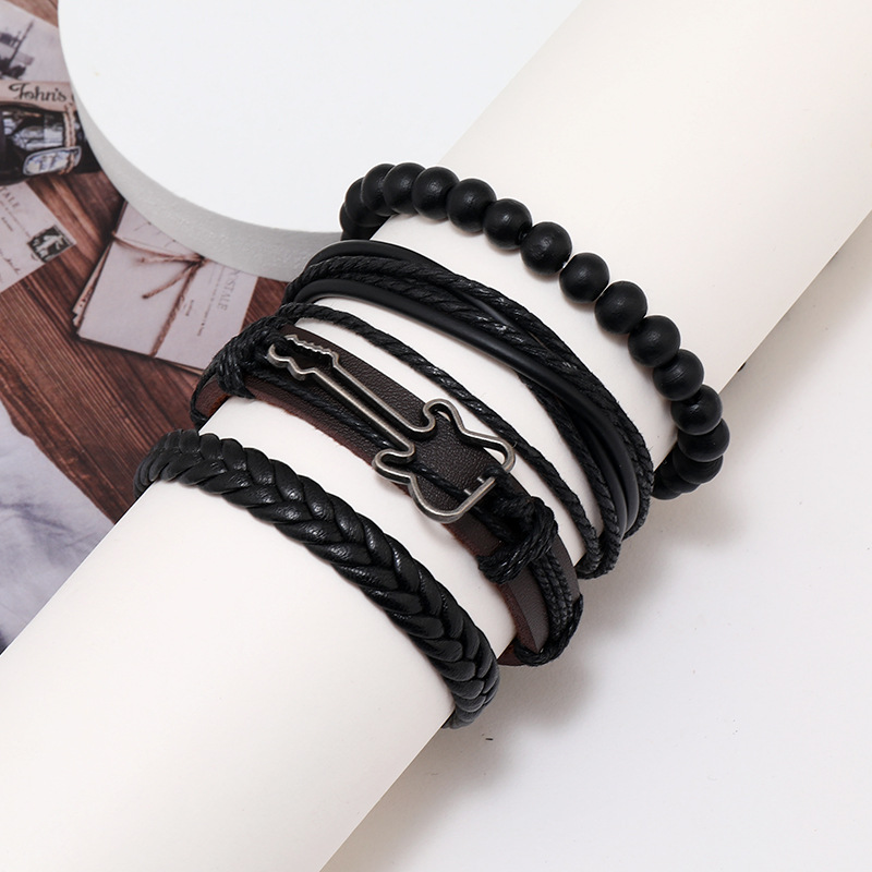34g Weight Bangle Classification 1 Piece Quantity Street Occasion Pu Leather Material Solid Color Pattern Men's Gender Printing Design Hip-Hop, Retro Style Hip-Hop Retro Solid Color Pu Leather Printing Men's Bangle Men Cord & Leather Bracelets 1