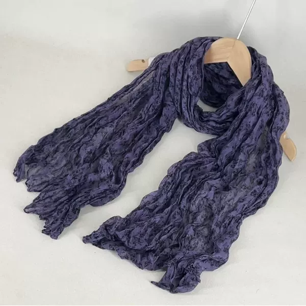 Cotton and Linen Pleated Korean-Style Small Floral New Scarf Silk Scarf for Women Spring and Summer Forest Fashion Versatile Artistic Style Neck Scarf