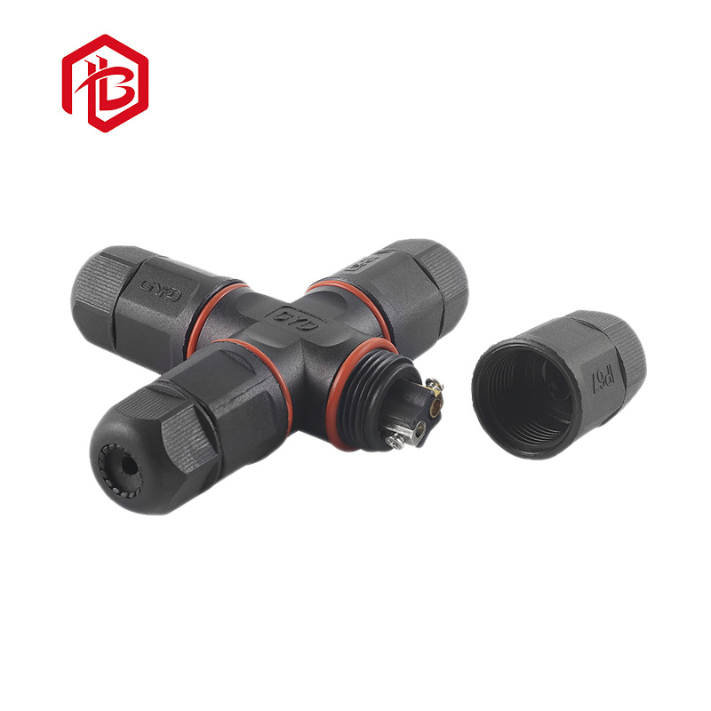 直销四通尼龙电缆防水插头2芯防水接头十字型防水连接器大电流