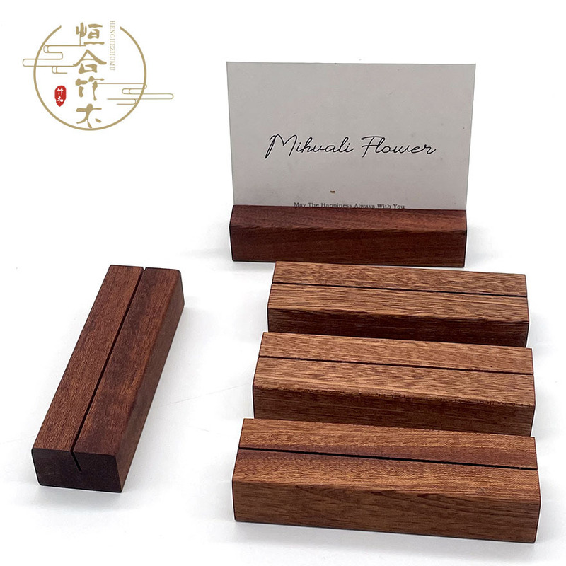 Ebony Base Wooden Card Holder Desk Calendar Stand Postcard Solid Wood Stand Sapele Display Stand