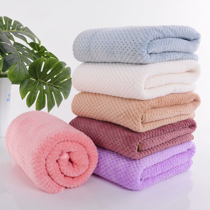 Коралловое бархатное банное полотенце в клетку с ананасом, мужское и женское, такое же модное быстросохнущее впитывающее банное утолщенное очень большое полотенце с оберткой