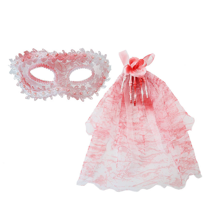 Halloween nueva máscara de mitad de cara baile de terror vestido de sangre clipes de pelo maquillaje accesorios de espectáculo