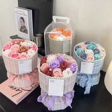 手工花玫瑰花礼物仿真花束香皂花手捧花成品生日礼物教师节礼物