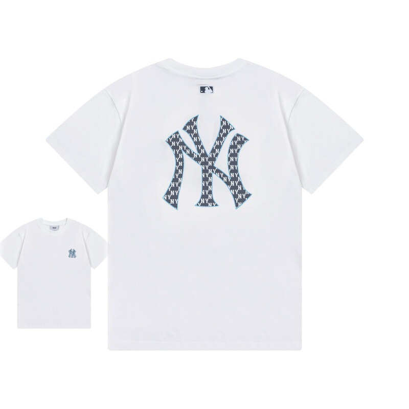 クロスボーダー MLB&NY ベーシックプリント高品質レディース T メンズ半袖コレクション共同ブランドの純綿通気性ボトリングシャツ|undefined