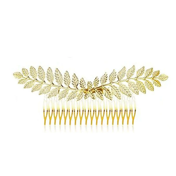 Golden double leaf hair comb