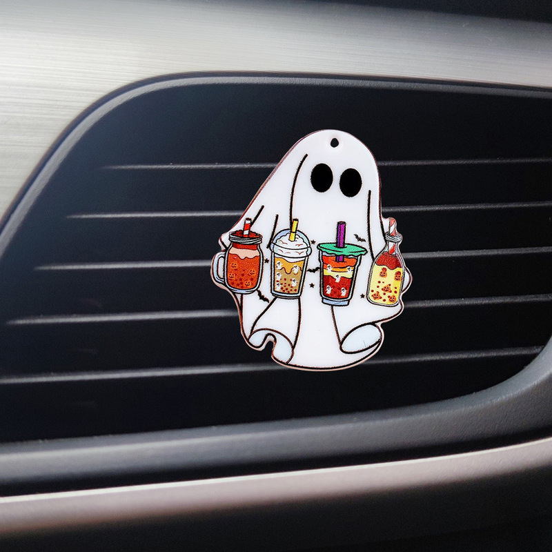 国境を越えて人気のハロウィーン幽霊車の吹出口香薫アクセサリーかわいい車載エアコン羽口装飾品|undefined