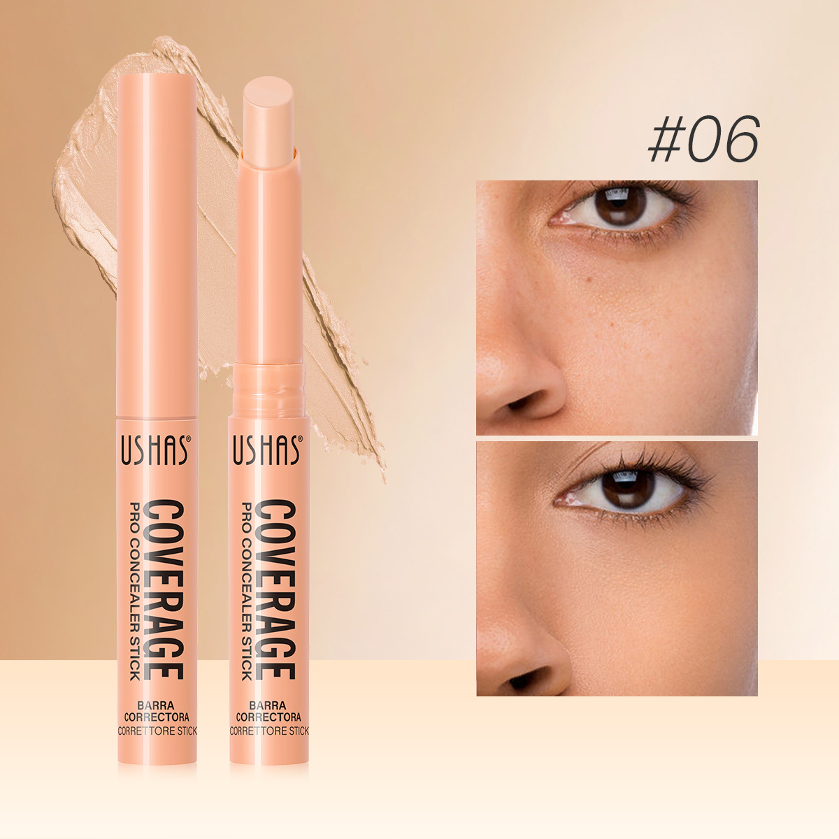 USHAS Europa y los Estados Unidos transfronterizos spot varilla impermeable a largo plazo natural reparar el maquillaje estereoscópico UC058A + B