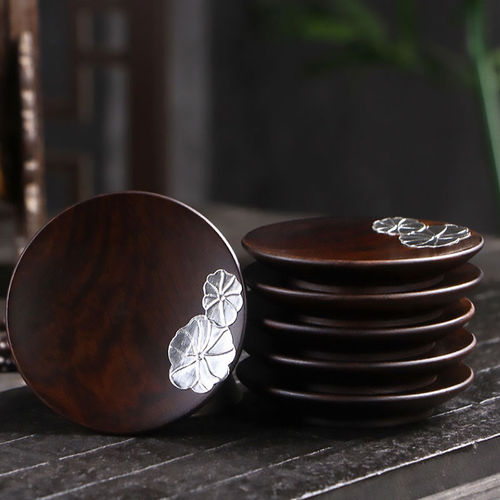 Ebony solid wood coasters, tea mats, creative wooden coasters, insulation pads, non-slip saucers, Kung Fu tea accessories wholesale