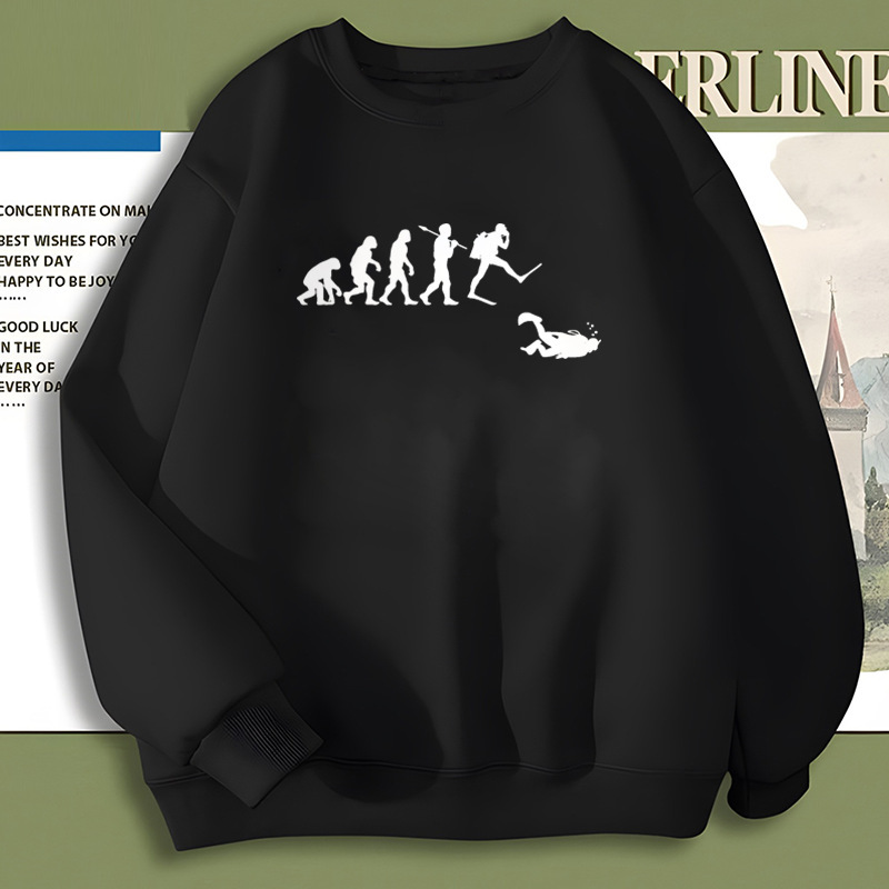 The Evolution of Diving Creative and Interesting Long-Sleeved Versatile Jacket Personalized Trendyy Loose Autumn and Winter Sweatshirt 1002-34