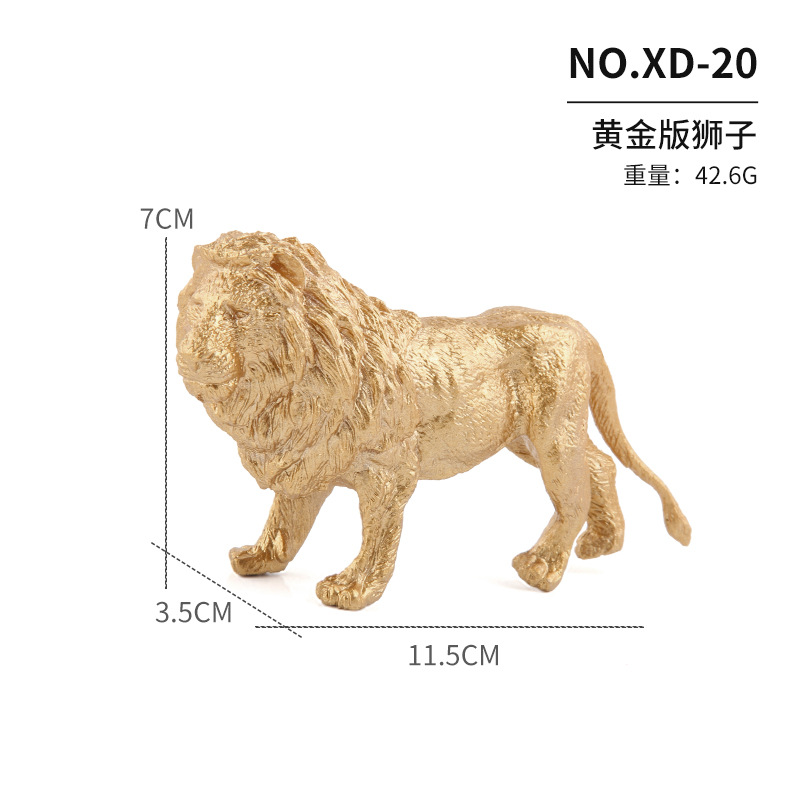 Exportación transfronteriza de oro bosque animal adornos juguetes de simulación girafa dorada leones rinocerontes caballos adornos estáticos