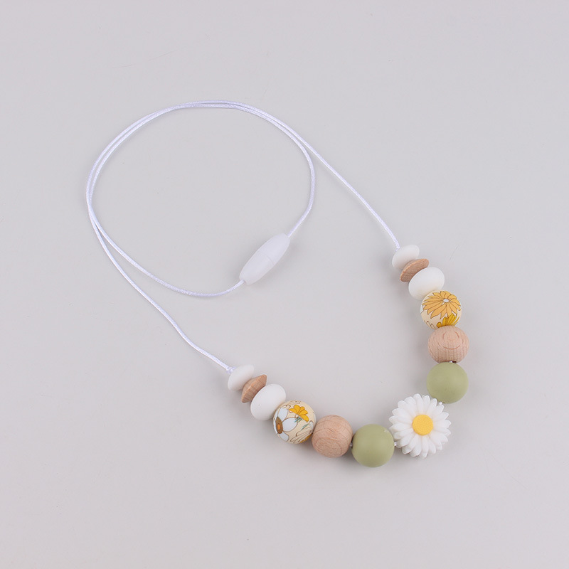 Fábrica nueva margarita collar de mordedor bebé palo molar collar de silicona collar madre