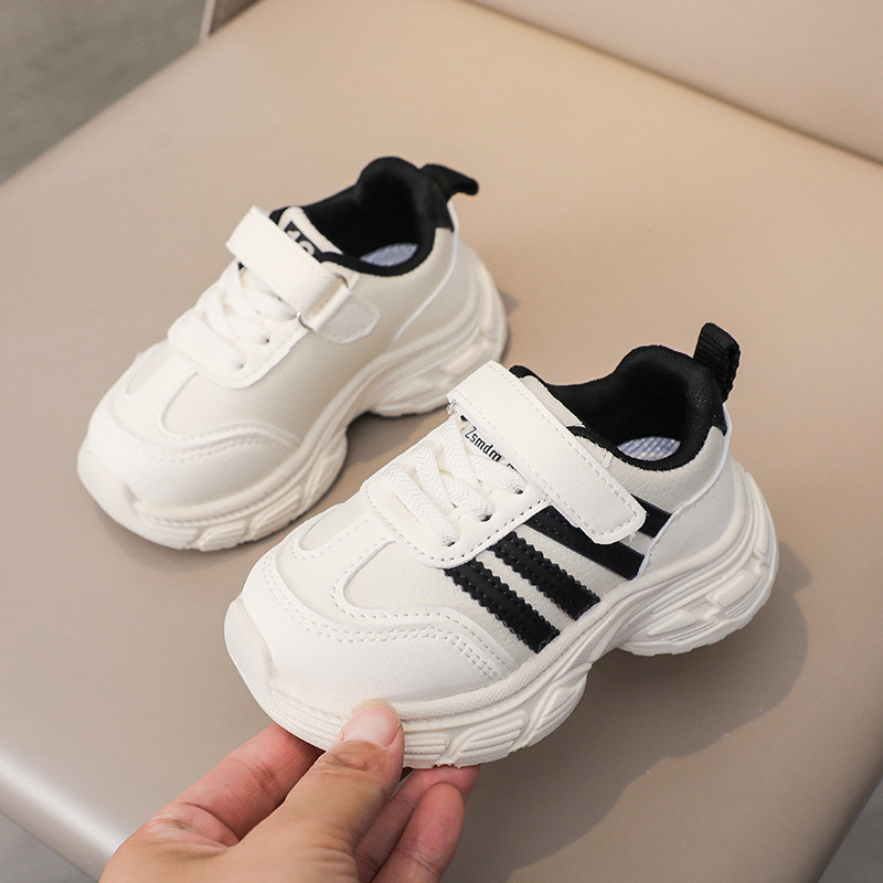 Chaussures en cuir épais pour enfants, style baskets blanches à semelle souple, pour filles de 1 à 6 ans et garçons, collection printemps_voghion.com