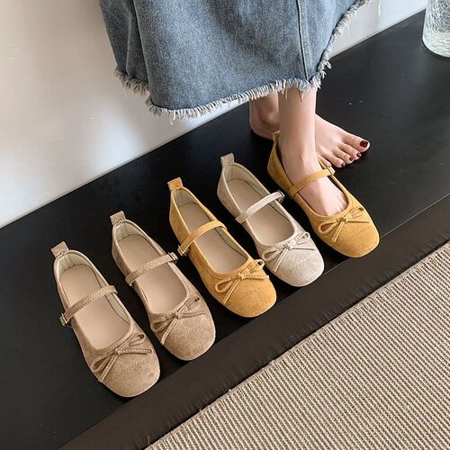 Casual bow-knot flat Mary Jane shoes for women—internet-famous, slimming, soft-soled shoes perfect with skirts and low-cut ballet flats.