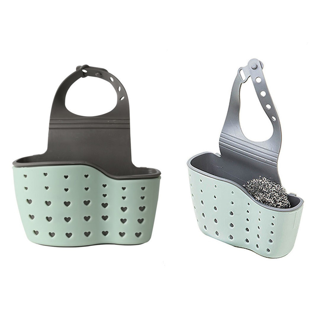 Multifuncional creativo fregadero de doble capa colgante bolsa de almacenamiento de cocina en rack de almacenamiento de esponja grifo cesta de almacenamiento de la piscina
