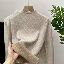 加绒毛衣高领秋冬季一体加绒加厚新款上衣毛衣洋气保暖打底