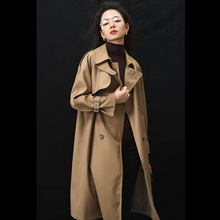 [盛都]SNDU25秋新款气质潇洒经典欧美通勤显瘦休闲中长款风衣女