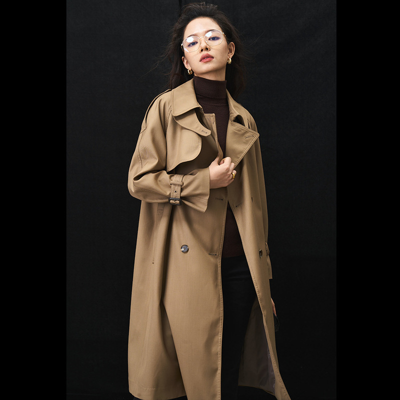 [Shengdu] Sndu26 Spring New Style Elegant and Classic European and American Commuting Slimming Casual Mid-Length Trench Coat for Women
