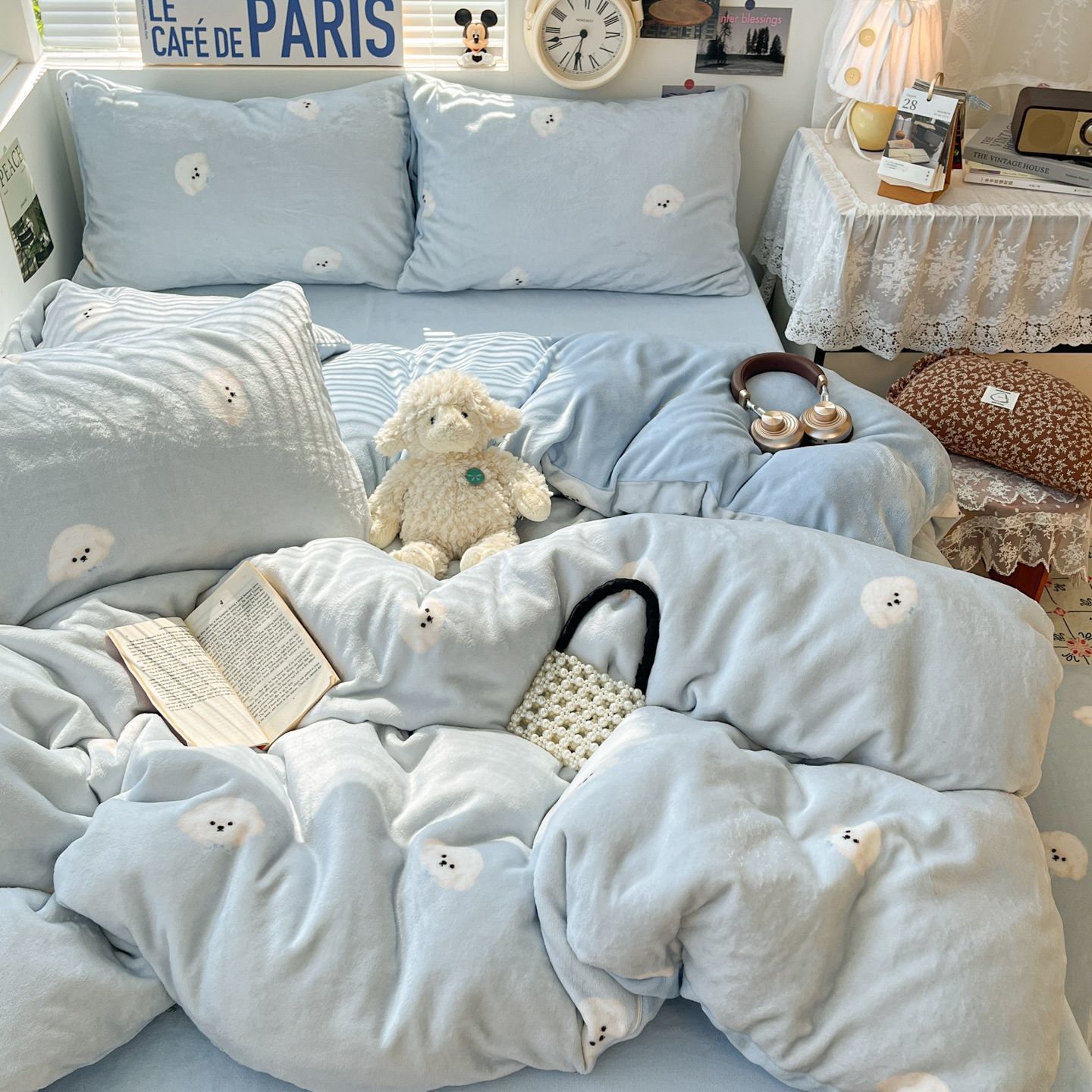 卡通冬季加厚母婴牛奶绒宝宝绒床单被套四件套宿舍三件套厂家直销